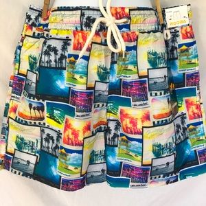 Paradise Photo Collage Board Short Swim Trunks